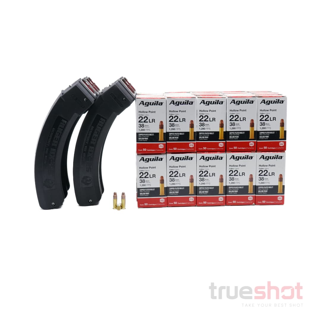 BUNDLE DEAL: 6 Black 25 Round Ruger 10/22 Mags and 2000 Rounds of Ammo