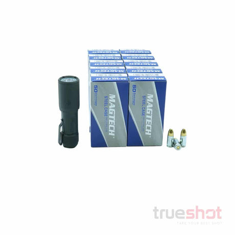 BUNDLE DEAL: Black Sig Sauer Foxtrot EDC Compact Flashlight and 500 Rounds of Ammo