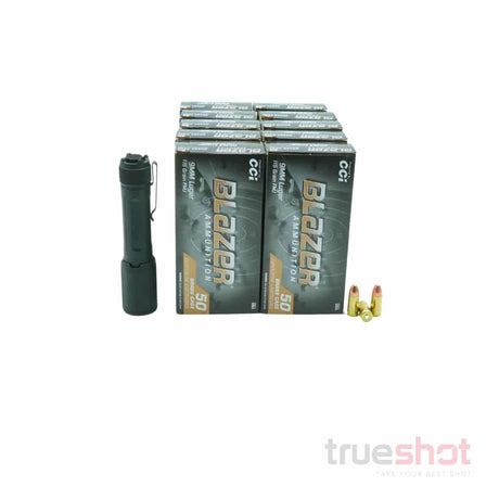 BUNDLE DEAL: Black Sig Sauer Foxtrot EDC Full Size Flashlight and 500 Rounds of Ammo