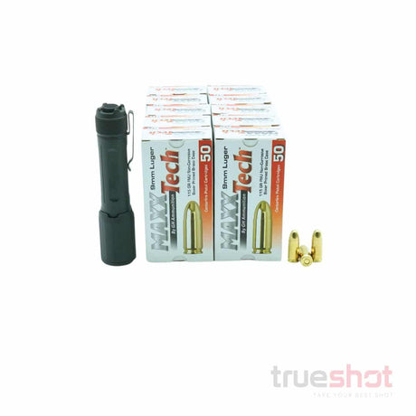 BUNDLE DEAL: Black Sig Sauer Foxtrot EDC Full Size Flashlight and 500 Rounds of Ammo