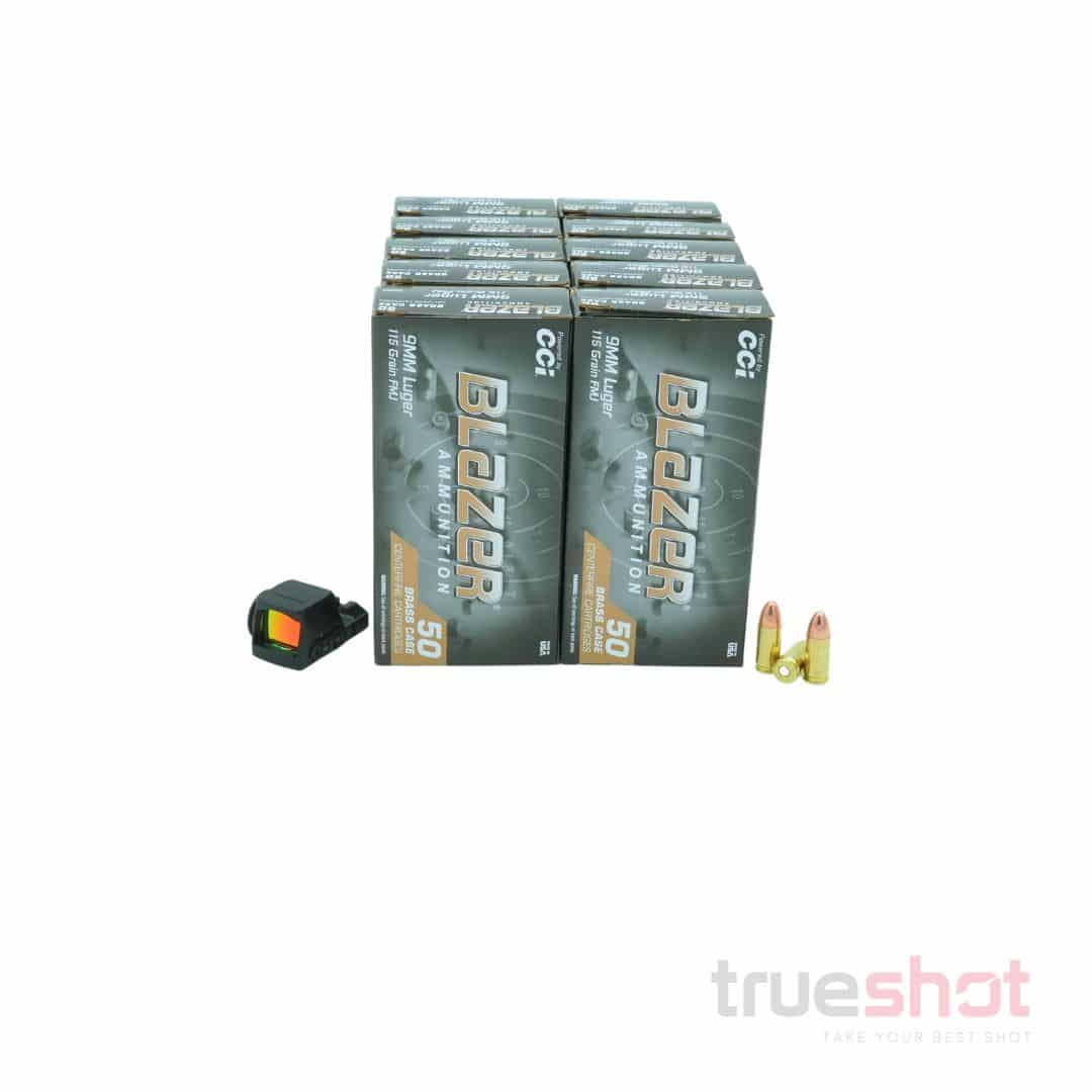 BUNDLE DEAL: Black Sig Sauer Romeo-X Pro Red Dot Pistol Sight and 500 Rounds of Ammo