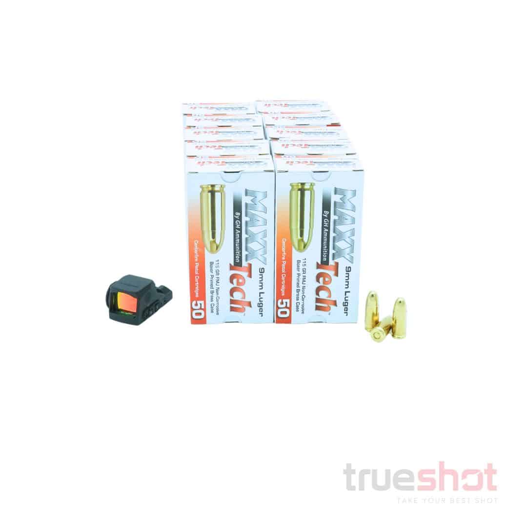 BUNDLE DEAL: Black Sig Sauer Romeo-X Pro Red Dot Pistol Sight and 500 Rounds of Ammo