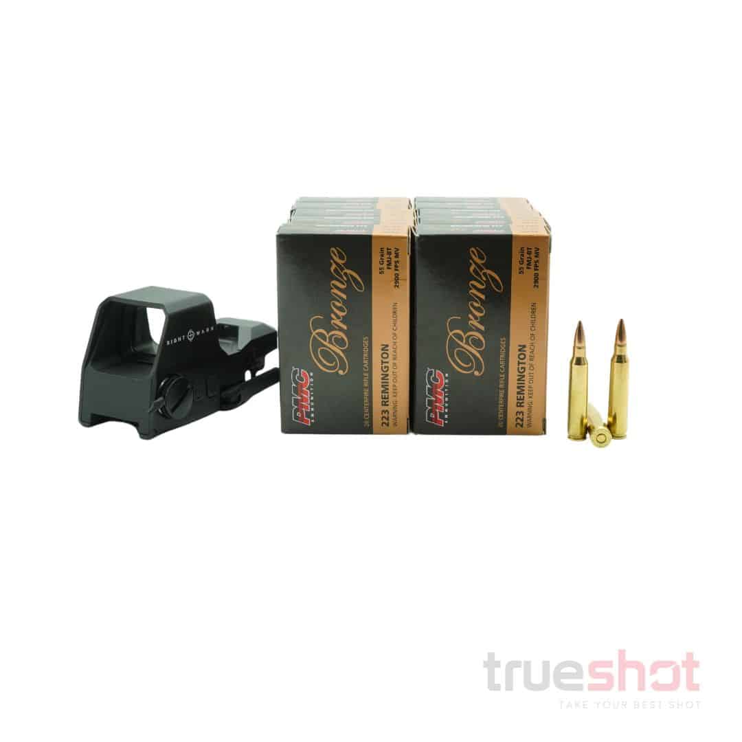 BUNDLE DEAL: Black Sightmark Ultra Shot Red/Green Dot Rifle Sight and 200 Rounds of Ammo