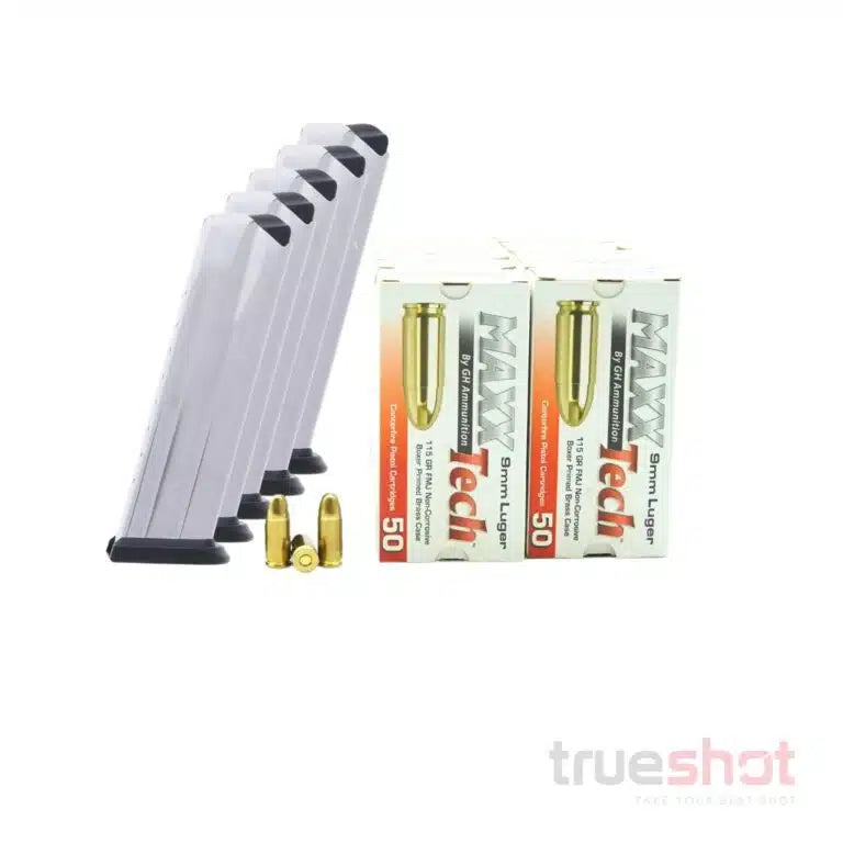 BUNDLE DEAL: 5 Stainless 16 Round Springfield XD9 Magazine and 500 Rounds of Ammo