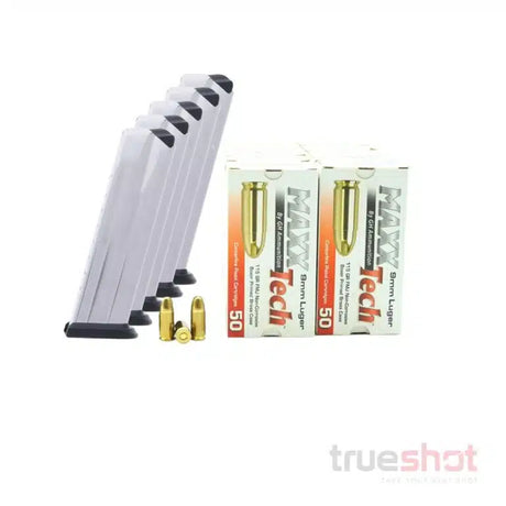 BUNDLE DEAL: 5 Stainless 16 Round Springfield XD9 Magazine and 500 Rounds of Ammo