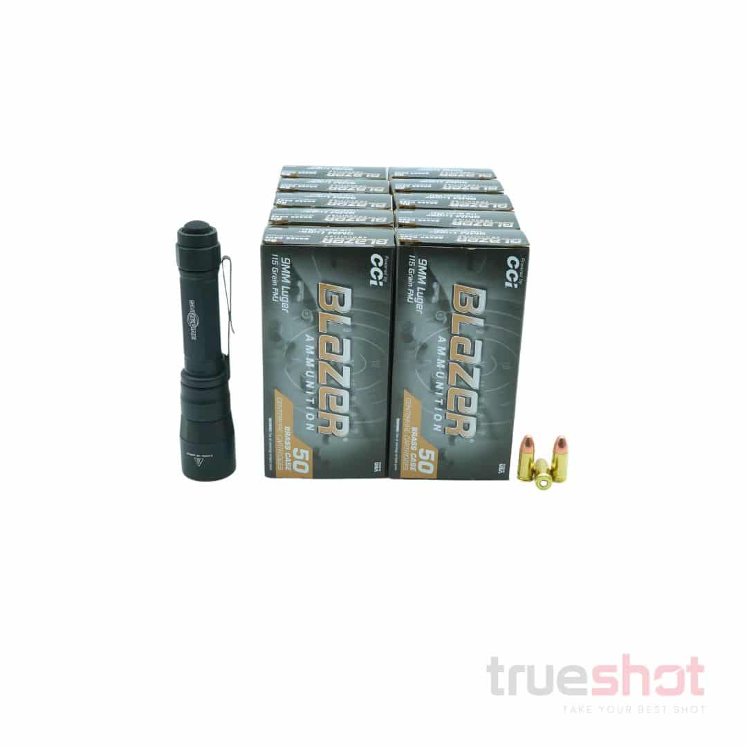 BUNDLE DEAL: Black Surefire EDC2-SFT Turbo Everyday Carry Flashlight and 500 Rounds of Ammo