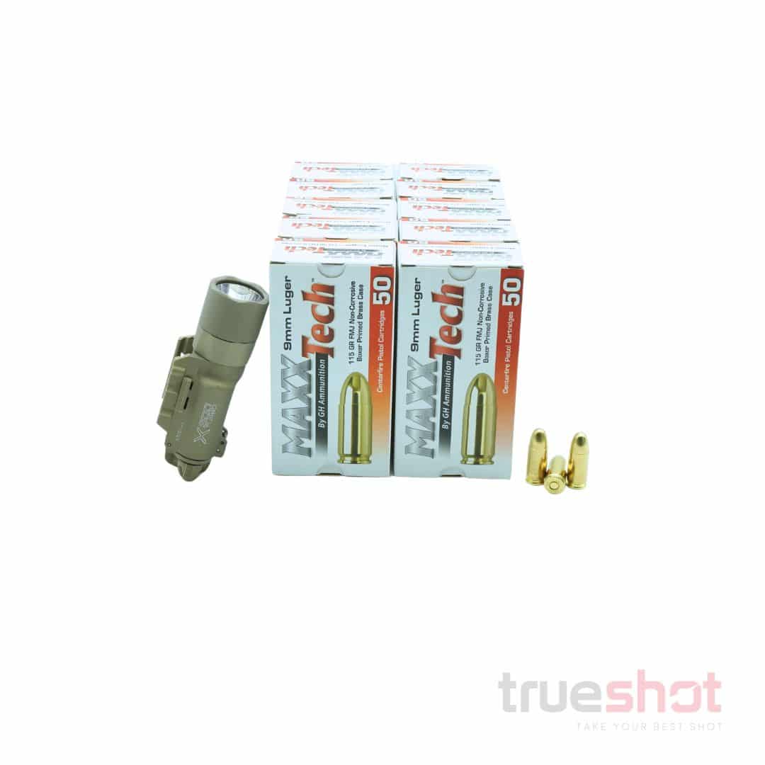 BUNDLE DEAL: Tan Surefire X300T-A Pistol Flashlight and 500 Rounds of Ammo