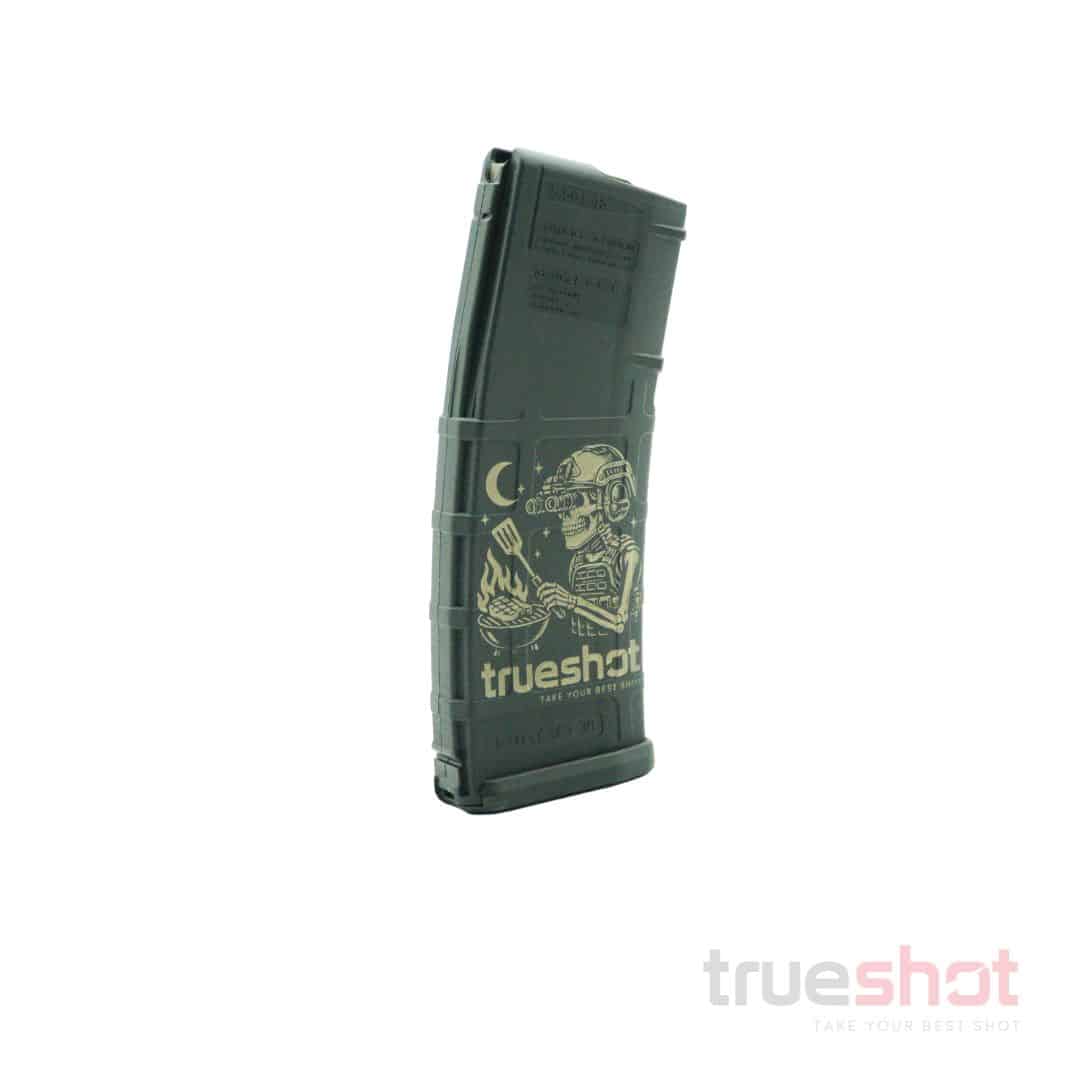 True Shot x Magpul - PMAG 30 AR/M4 Gen M2 MOE – 223/5.56 – 30 Round – Black Grilling Skull – Polymer Magazine