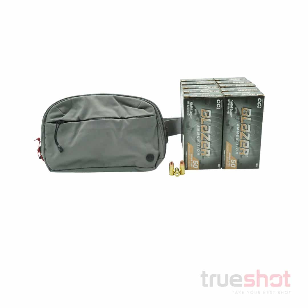 BUNDLE DEAL: Grey Vertx Everyday Fanny Pack 2.0 and 500 Rounds of Ammo