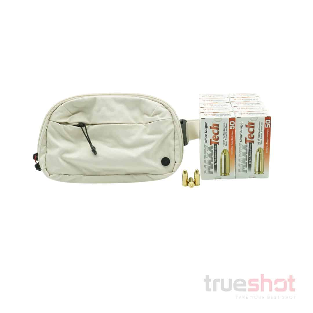 BUNDLE DEAL: White Vertx Everyday Fanny Pack 2.0 and 500 Rounds of Ammo