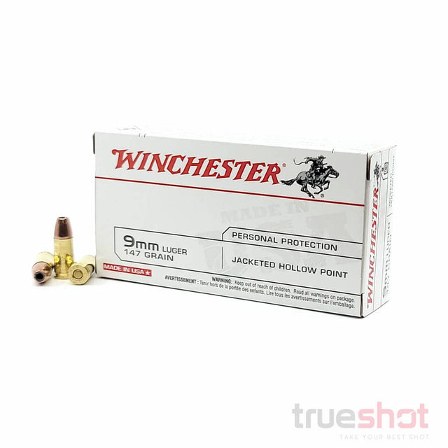 Winchester 9mm Ammo, 147 Grain, JHP, Hollow Point, 50 Round Box