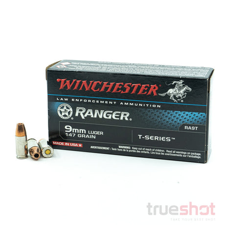 Winchester 9mm Ammo, 147 Grain, Ranger T-Series, JHP Hollow Point, 50 Round Box