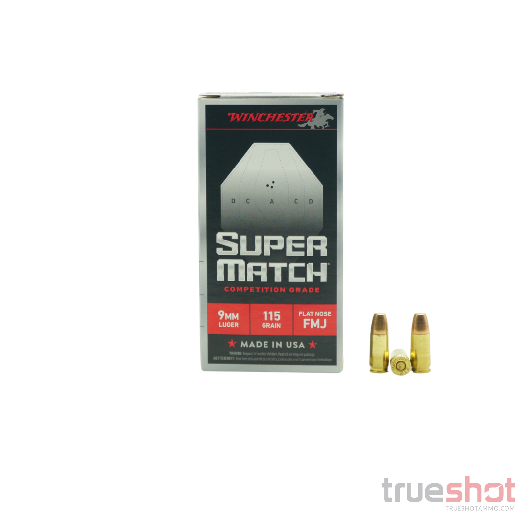 Winchester - Super Match - 9mm - 115 Grain - Flat Nose
