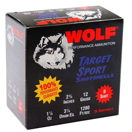 Wolf Ammunition - Target Sports - 12 Gauge - #8 Shot - 2.75" - 11/8 oz. - 1280 FPS