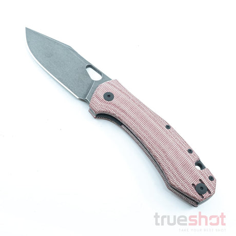 Giant Mouse ACE Grand, Red Micarta, Black Stonewash Blade, 3.4 Inch Blade Length