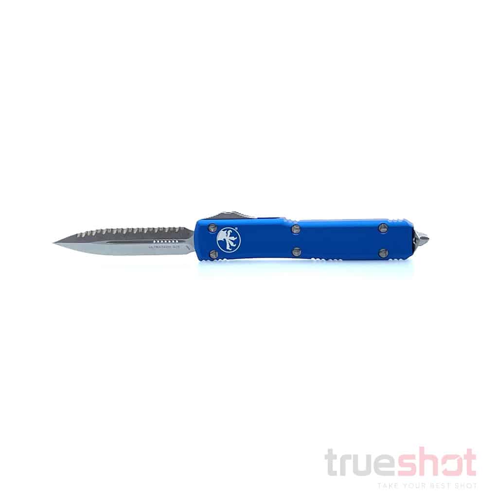 Microtech - 122-12BL - Ultratech - DE - Stonewash -Full Serrated - Blue - Premium Steel - 3.35"