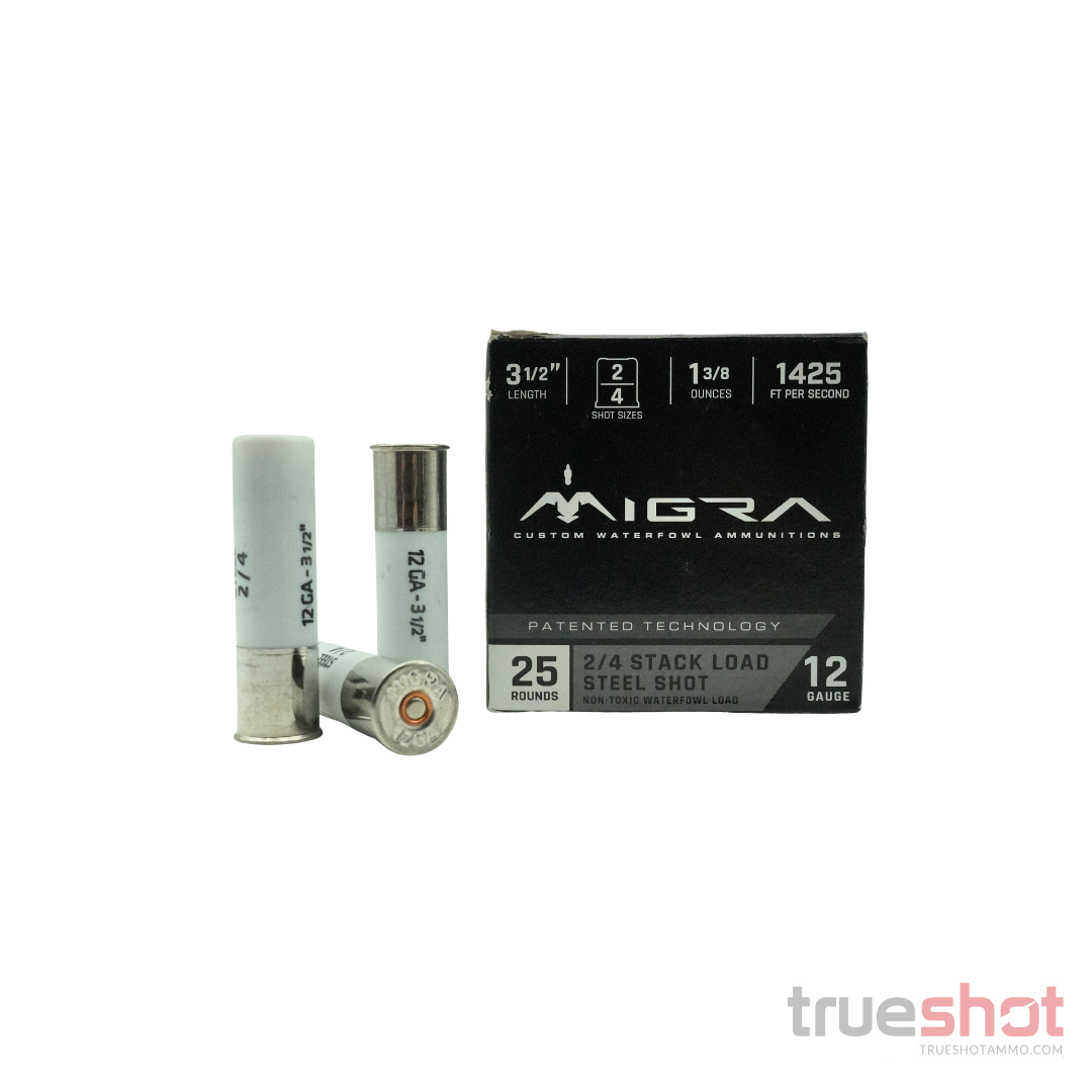 Migra Ammunition - Staxd - Steel Waterfowl - 12 Gauge - #2-4 Shot - 3.5" - 1-5/8 oz. - 1350 FPS