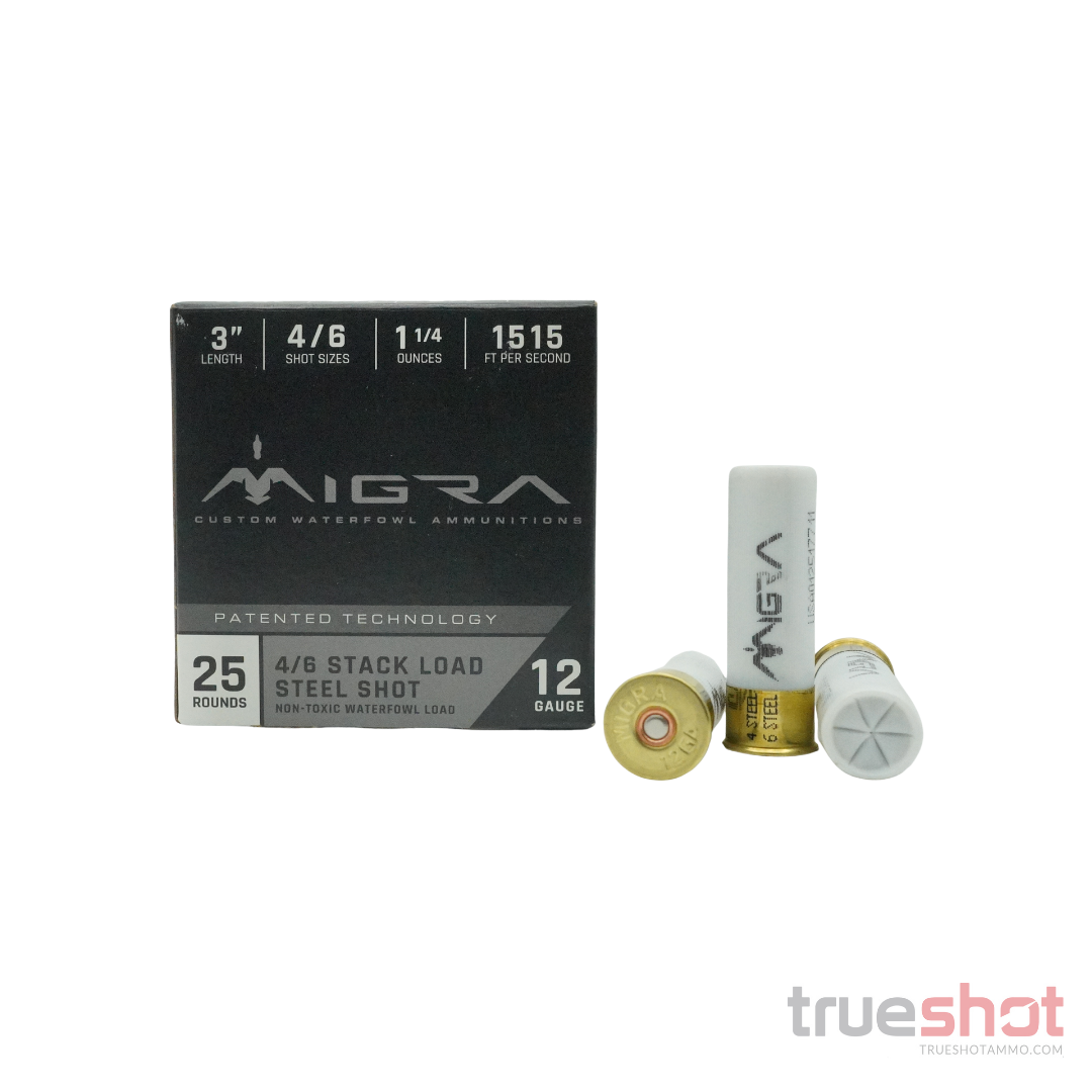 Migra Ammunition - Staxd - Steel Waterfowl - 12 Gauge - #4-6 Shot - 3" - 1-1/4 oz. - 1515 FPS