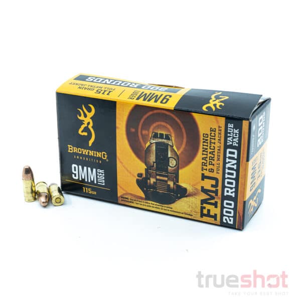 Browning 9mm Ammo, 9mm Luger, 115 Grain Full Metal Jacket 200 Round Box