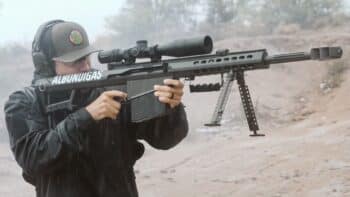 Kyle shooting a Barrett 50 BMG Rifle